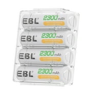 EBL 4 Pack Aa Rechargeable Batteries 2300mAh High Capacity AA Batteries NiMH Double A Battery 1.2V