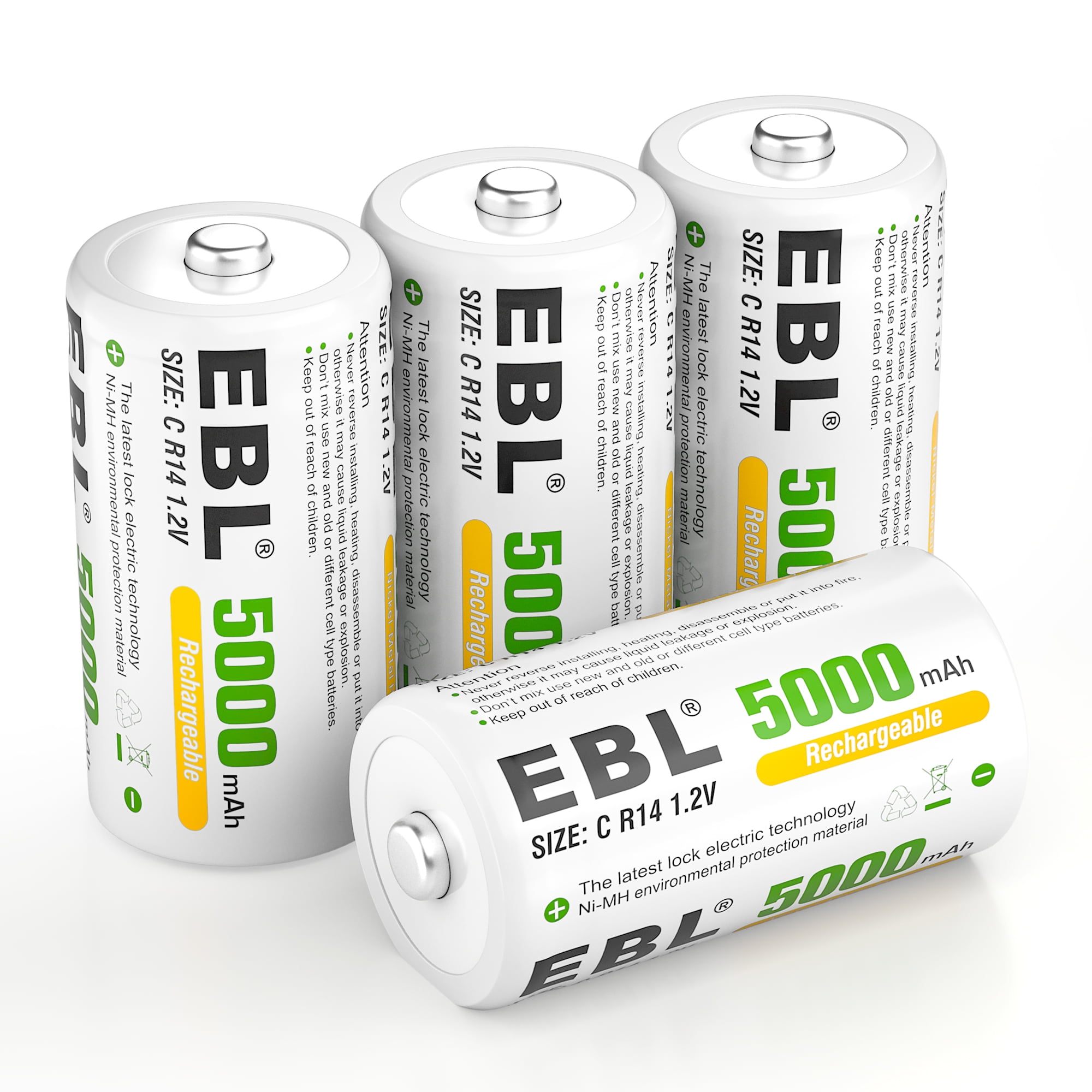 EBL C D Cell Size NIMH Rechargeable Batteries 5000/10000mAh 1.2V + Case Box  Lot