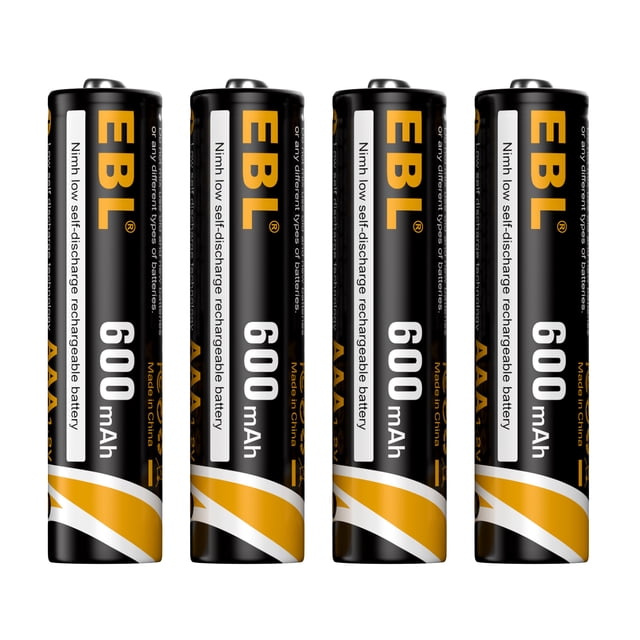 EBL 4 Pack Rechargeable AAA Batteries 600mAh Nimh, High Capacity Low ...