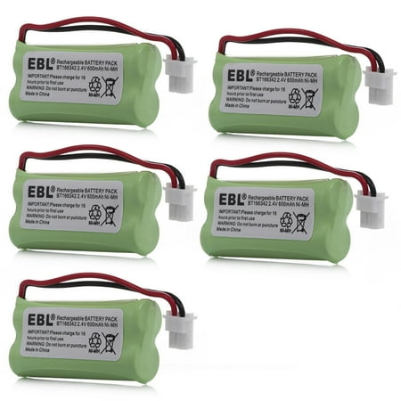EBL 5-Pack 2.4V 600mAh Batteries for VTech BT166342 BT266342 EL52300 CL80111 Cordless Phone