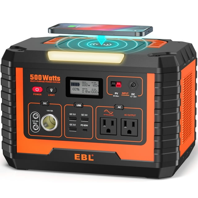 EBL 500W Power Station, Solar Generator, Lithium Battery Backup for