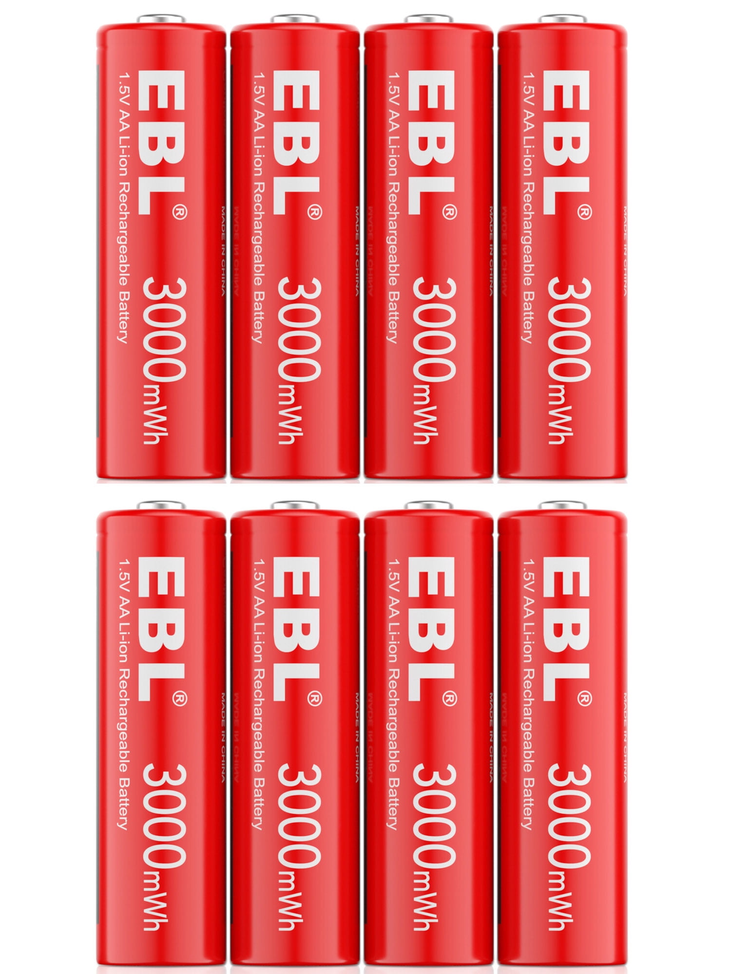 EBL aa Lithium Batteries, 1.5V 3000mWh Rechargeable AA Batteries Double A Battery 8 Pack