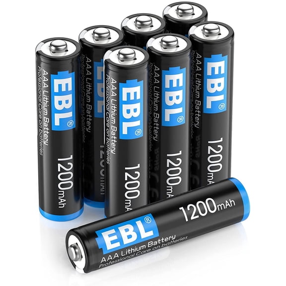 EBL 8 Pack 1200mAh 1.5V AAA Lithium Batteries - High Performance Constant Volt for High-Tech Devices (Non-Rechargeable)