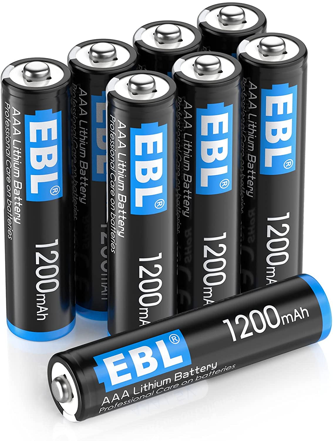 EBL 8 Pack 1200mAh 1.5V AAA Lithium Batteries - High Performance Constant Volt for High-Tech Devices (Non-Rechargeable)