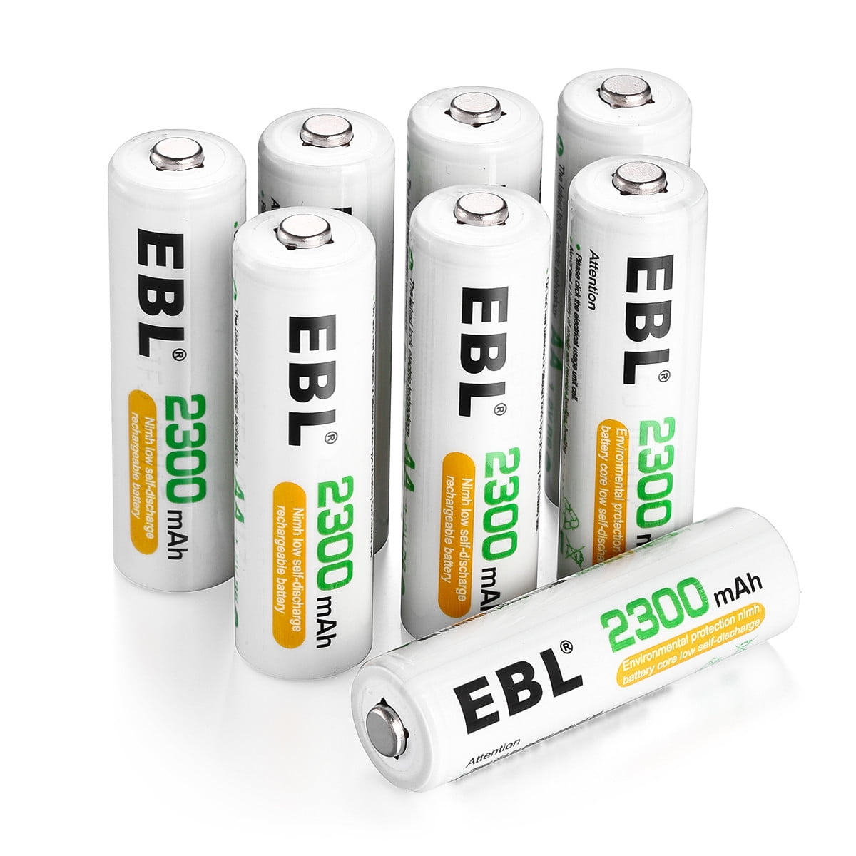EBL Lot de 8 piles AA rechargeables NI-MH de 1,2 V 2500 mAh : :  High-tech