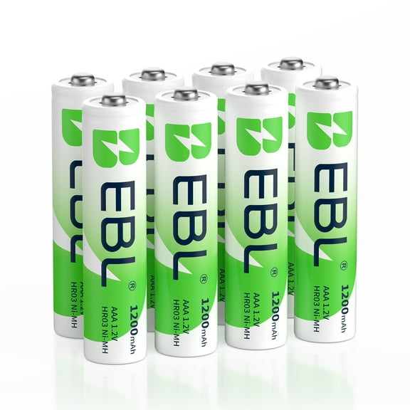 EBL 8 Pack AAA Rechargeable Batteries 1.2V 1200mAh Ni-MH High-Capacity Triple a Batteries