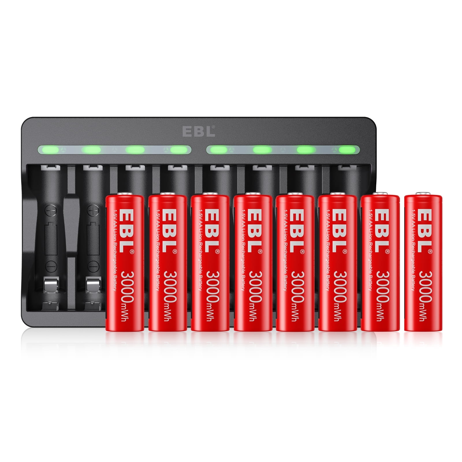 EBL Rechargeable AA General Purpose Batteries with Smart Battery Charger, 8 Pack
