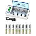 thumbnail image 1 of EBL 8 Pack of AAA Batteries Triple A NiMH Rechargeable Battery 1.2V 800mAh with Universal LCD Charger For 9V AA AAA C D Cell Ni-MH Ni-Cd, 1 of 18
