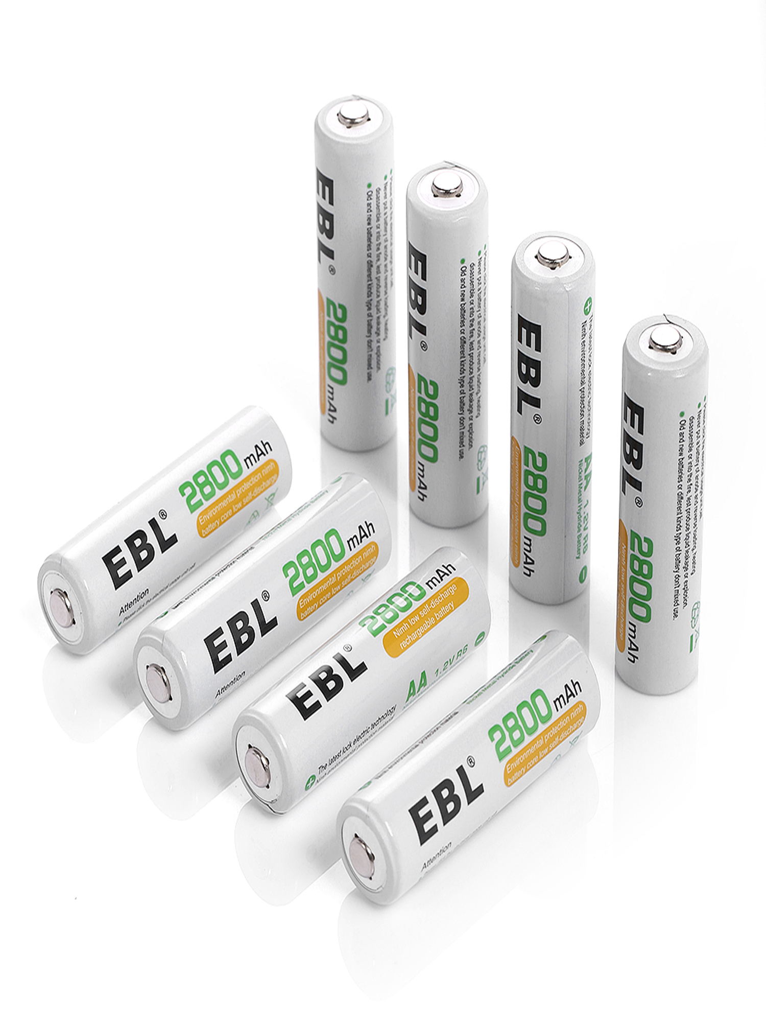 EBL 8PCS Rechargeable AA Batteries 2800mAh High Capacity Precharged Ni
