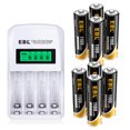 thumbnail image 1 of EBL 8Packs AA 1100mAh Rechargeable Batteries 1.2v  NiCd Battery for Garden Solar Light with Charger, 1 of 9