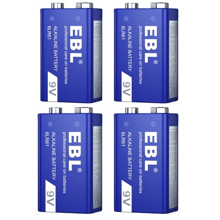 EBL 9V Alkaline Batteries, 4 Count