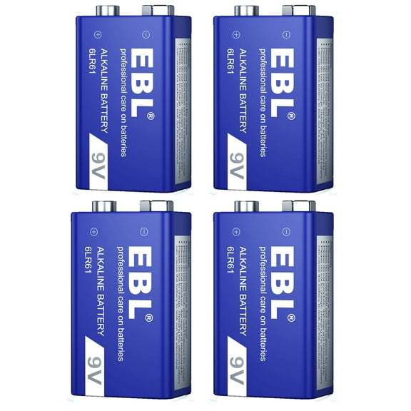 EBL 9V Alkaline Batteries, 4 Count