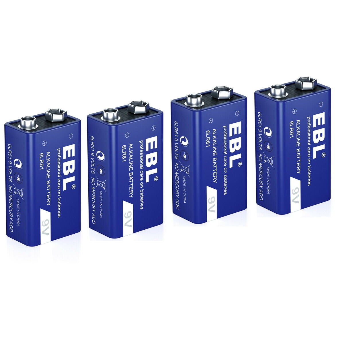 EBL 9V Alkaline Battery Long Lasting 9 Volt Battery for Smoke Alarms
