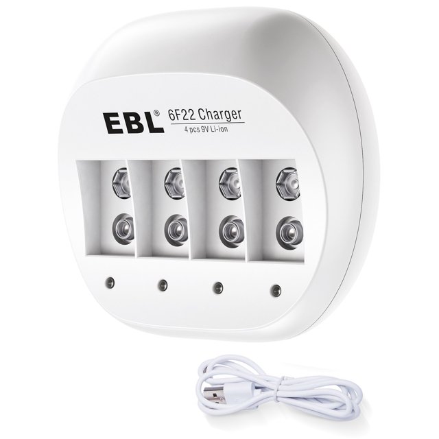 EBL 9V Battery Charger, 4Slot Lithiumion 9 Volt Fast Batteries