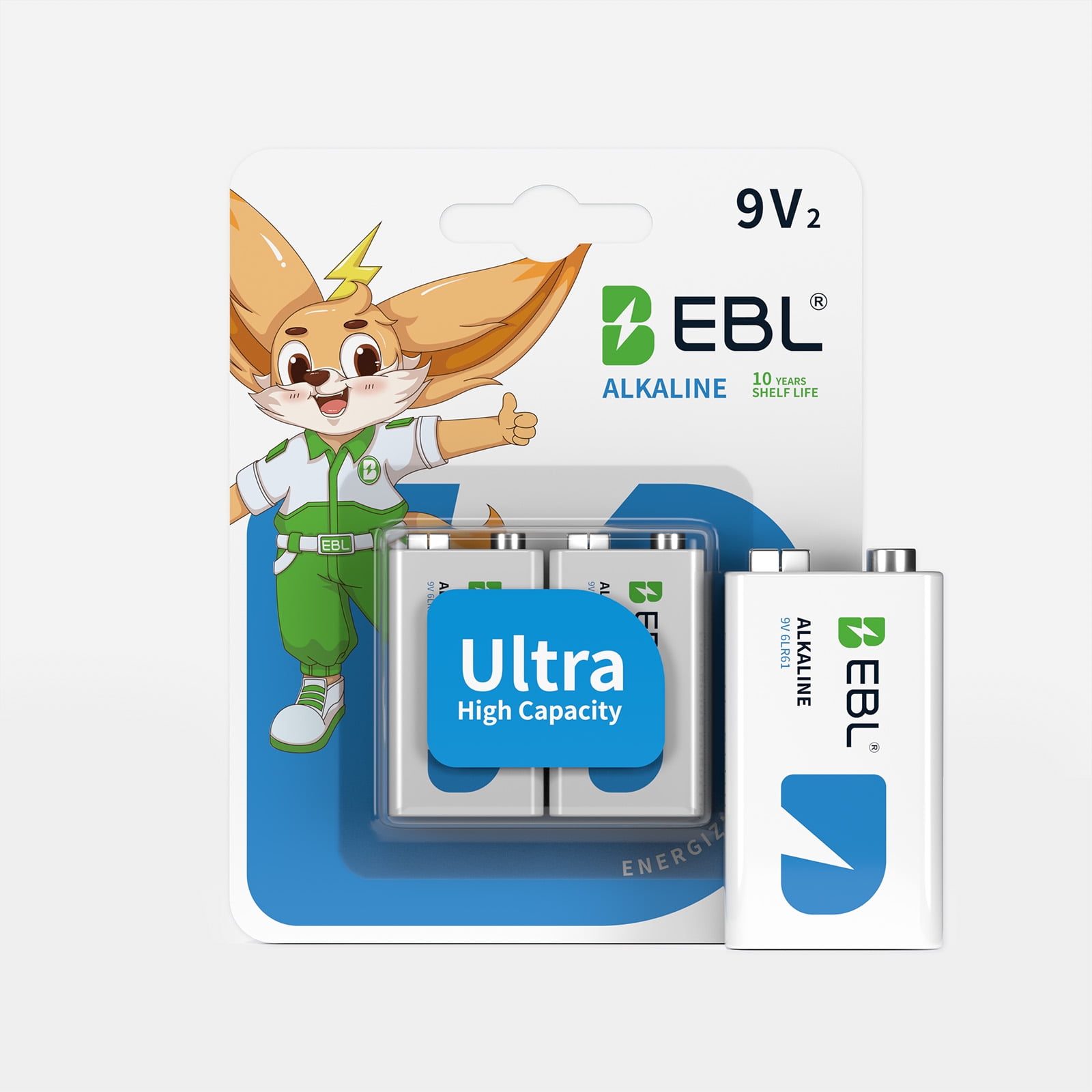 EBL 9V Disposable Alkaline Battery 450mAh, High Capacity, Long-lasting, Eco-friendly for Household and Office Devices, Power Plus 9V Battery, 24 Counts