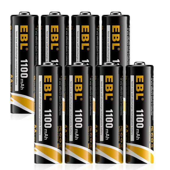 EBL AA Rechargeable Batteries, 1.2V 1100mAh High Capacity Ni-CD AA Battery for Solar Garden Lights (Pack of 8)
