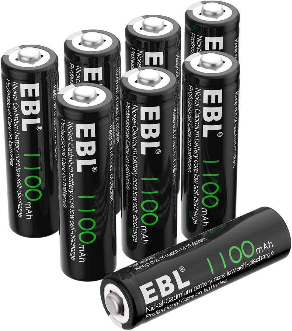 EBL AA Rechargeable Batteries, 1.2V 1100mAh High Capacity Ni-CD AA Battery for Solar Garden Lights (Pack of 8)