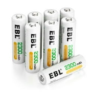 EBL AA Rechargeable Batteries 1.2V 2300mAh High Performance Pre-Charged AA Batteries - 8 Pack