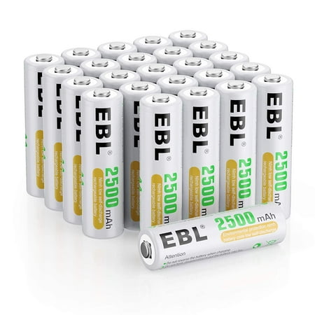 EBL AA Rechargeable Batteries 1.2V 2500mAh High Performance Pre-Charged AA Batteries - 24 Pack