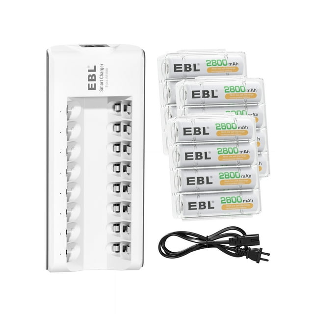EBL AA Rechargeable Batteries,12-Pack Double A Battery 2800mAh 1.2V with AA AAA Battery Charger