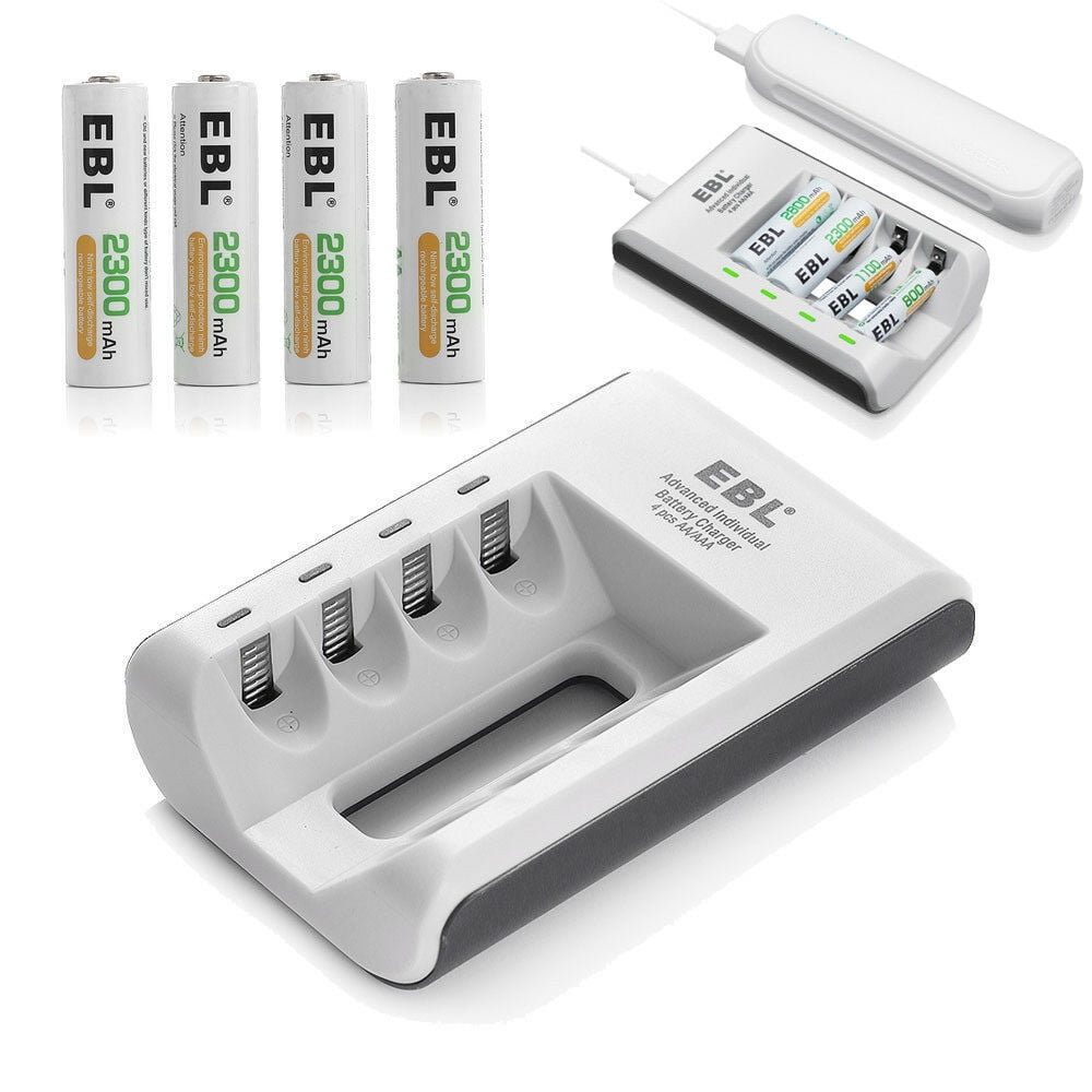 EBL AA Rechargeable Batteries 2300mAh (4 Packs) with Individual Smart