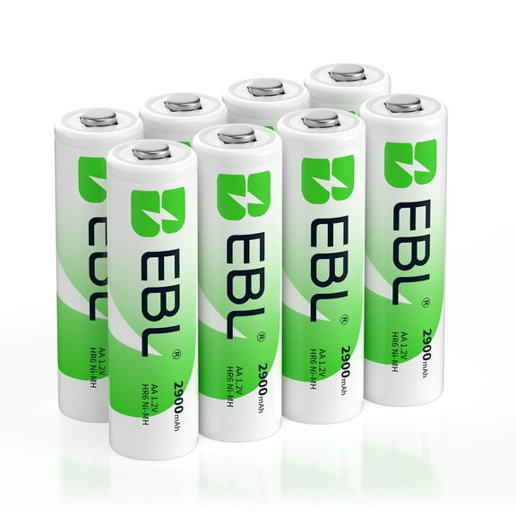 EBL AA Rechargeable Batteries, 2900mAh High Capacity Batteries 1.2V NiMH Low Self Discharge, Pack of 8