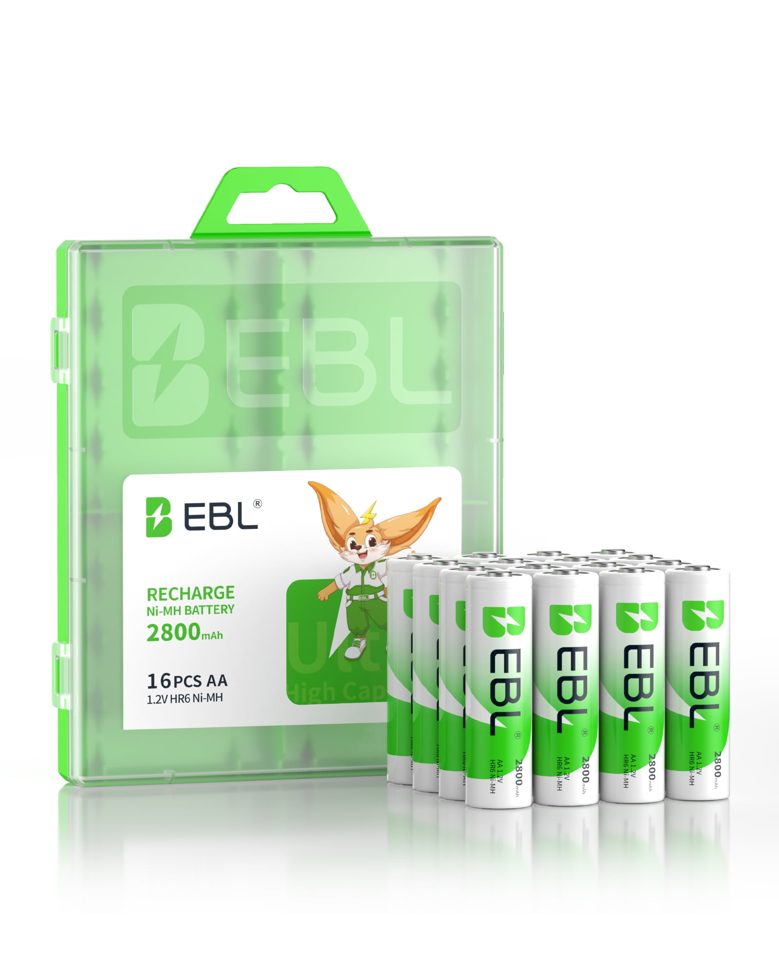 EBL AA Rechargeable Batteries 2800mAh NIMH 1.2V AA Double A Batteries,16 Packs