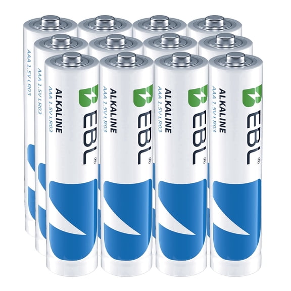EBL AAA Batteries, 12 Count Pack, Alkaline Triple A Batteries 1.5V, Ultra Long Lasting with 10-Year Shelf Life