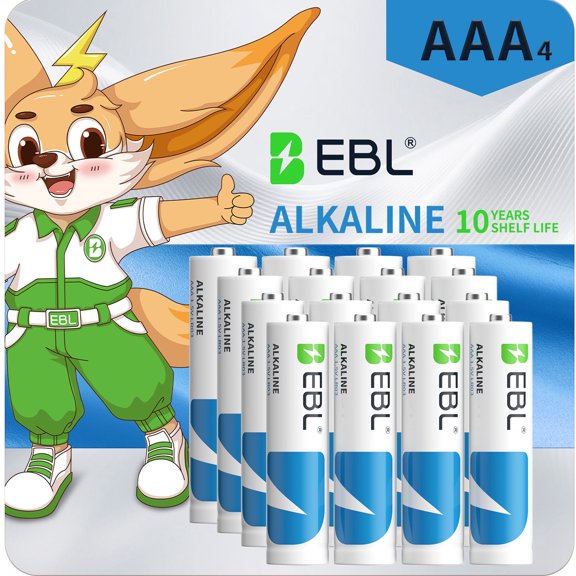EBL AAA Batteries (16 Pack), Triple A Alkaline Batteries, 1.5V Long-Lasting, 10-Year Shelf Life