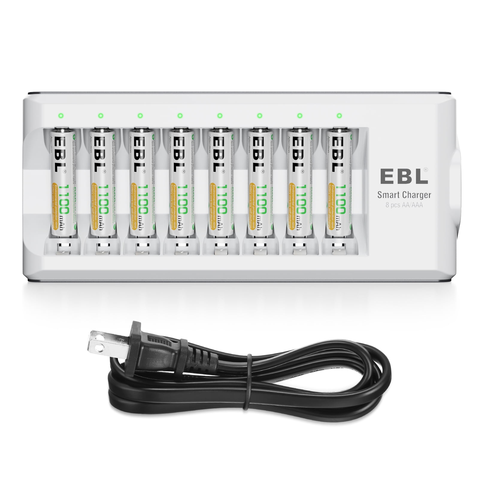 EBL AAA Rechargeable Batteries 1100mAh 1.2V 8Pack + 8 Bay Battery