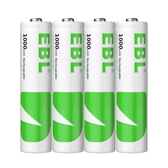 EBL AAA Rechargeable Batteries, 4 Pack Ni-MH High Capacity 1000mAh 1.2V, Pre-Charged, Ready to Use for Household/Office Devices