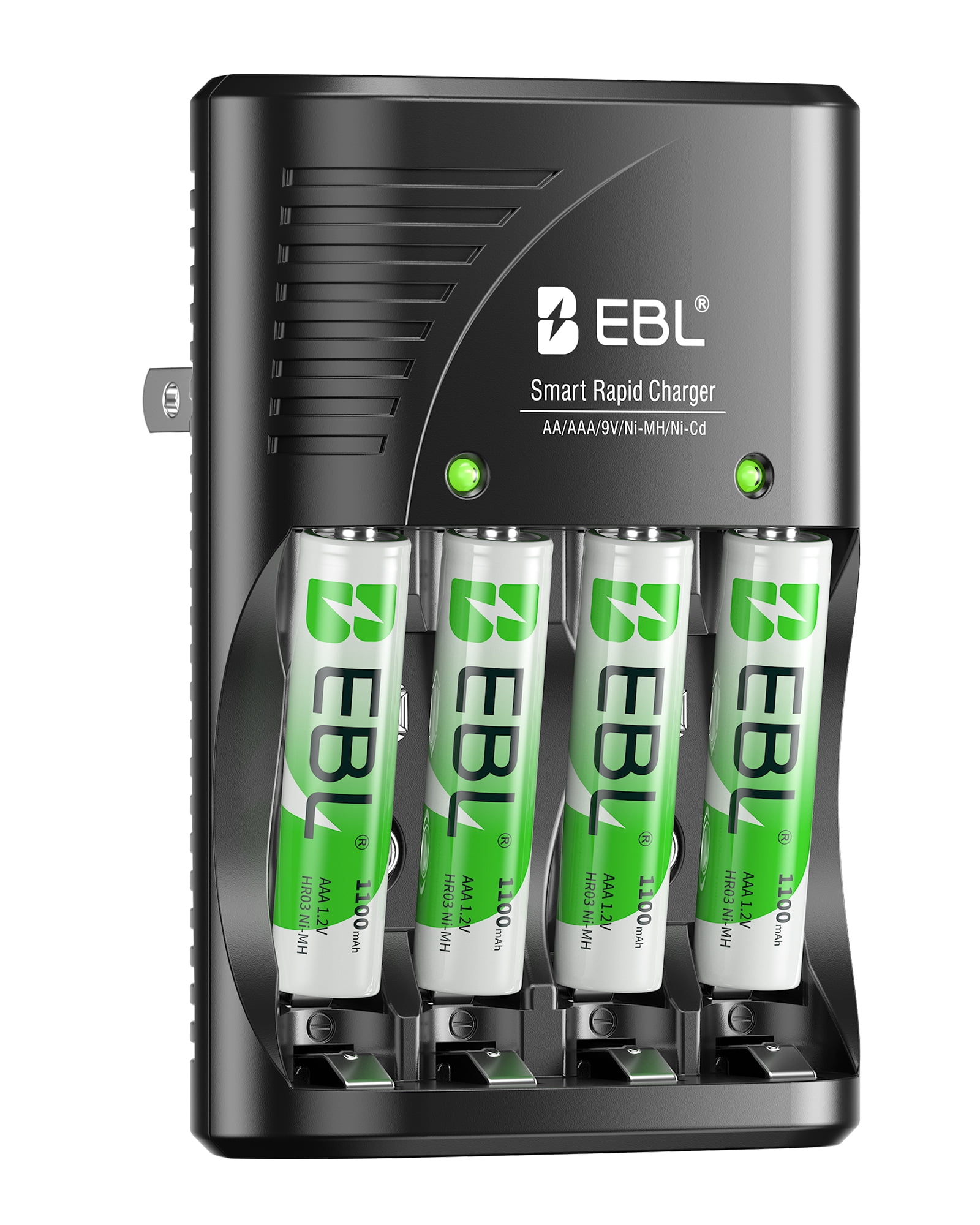 EBL AAA Rechargeable Batteries 4-Pack with Smart Battery Charger