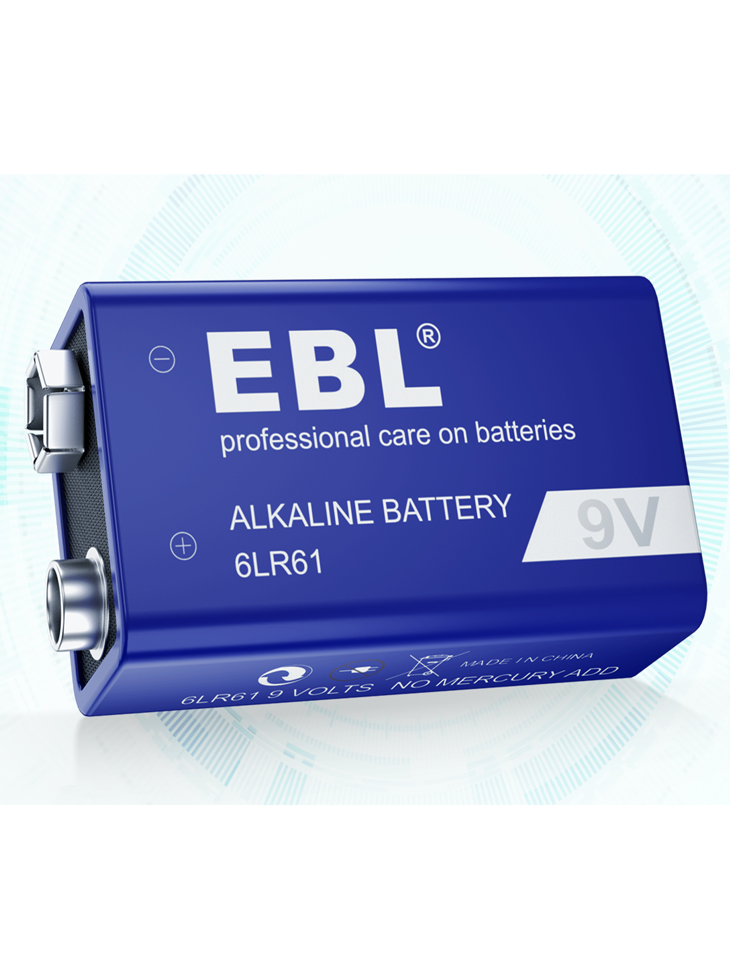 EBL Alkaline Batteries 9V, 9 Volt 6LR61 Batteries - image 1 of 8