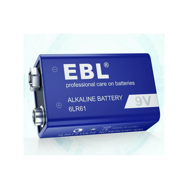 EBL Alkaline Batteries 9V, 9 Volt 6LR61 Batteries