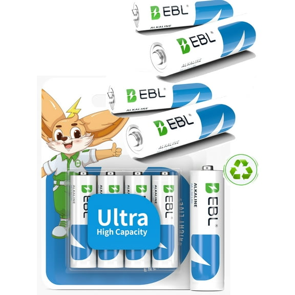 EBL Alkaline AA Batteries, 1.5V Long-Lasting Double A Alkaline Battery, 10-Year Shelf Life, 8 Pack