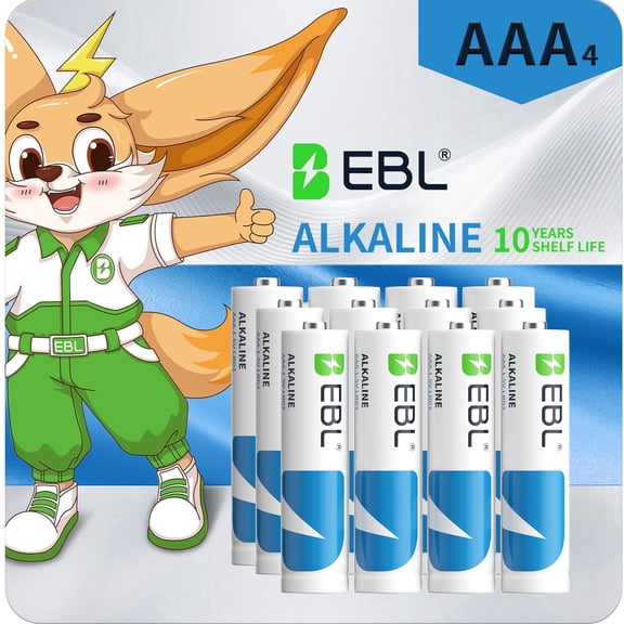 EBL Alkaline AAA Batteries (12 Pack), 1.5V Long-Lasting Triple A Alkaline Battery, 10-Year Shelf Life