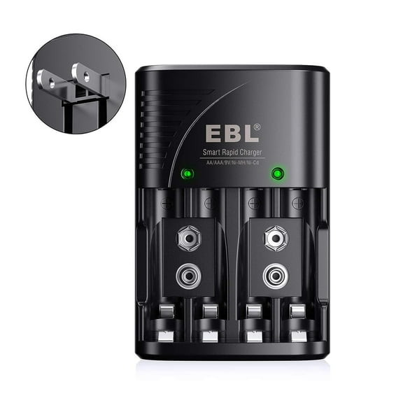 EBL Smart Rapid AA AAA Charger for AA AAA 9V Rechargeable Batteries Ni-MH Ni-CD Rechargeable Batteries