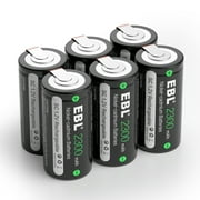 EBL C Cell Rechargeable Batteries 2300mAh High-capacity Sub C Battery, 6 Pack