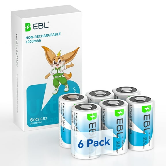 EBL CR2 3V Lithium Battery, DL-CR2 Photo Batteries for Camera Golf Rangefinder, 6 Pack