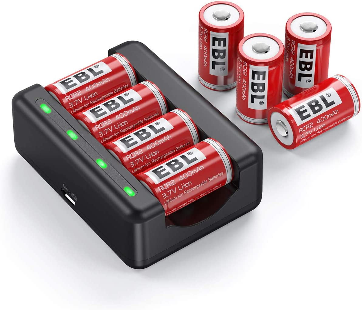 EBL CR2 Lithium Batteries with Charger, 3.7V 400mAh Rechargeable CR2
