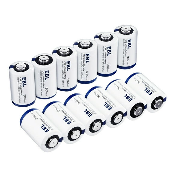 EBL CR2 Lithium Battery 3 Volt 800mAh Battery for Mini 25, Mini 50, Golf Rangefinder, Flashlight, Electronic Toys, Alarm Systems (12 Count)