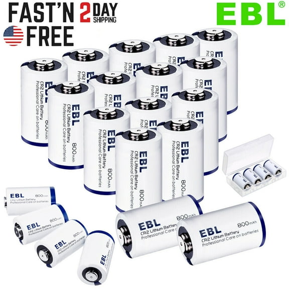 EBL CR2 Lithium Battery 3 Volt 800mAh Photo Battery for Mini 25, Mini 50, Golf Rangefinder, Flashlight, Electronic Toys, Alarm Systems (20 Count)