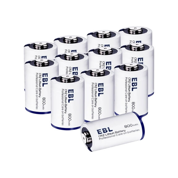 EBL CR2 Lithium Battery 800mAh Non-Rechargeable 3V Photo Batteries CR17355 DLCR2 Camera Toys EXP 2029, Pack of 12