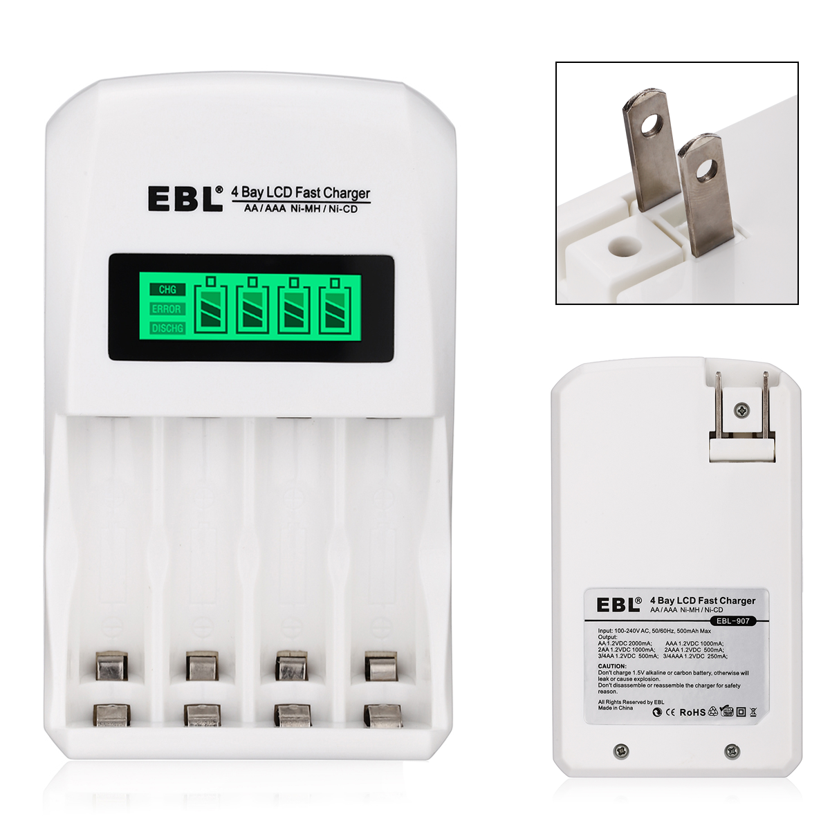 EBL AA AAA Battery Charger With 8 AA & 4 AAA NiMH Rechargeable Batteries – 2800mAh/1100mAh