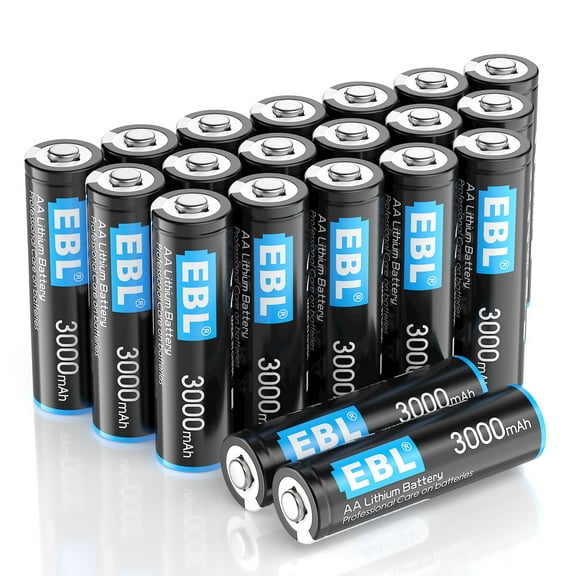 EBL Lithium AA Batteries, 1.5V 3000mAh Double a Batteries, 20-Pack (Non-Rechargeable)