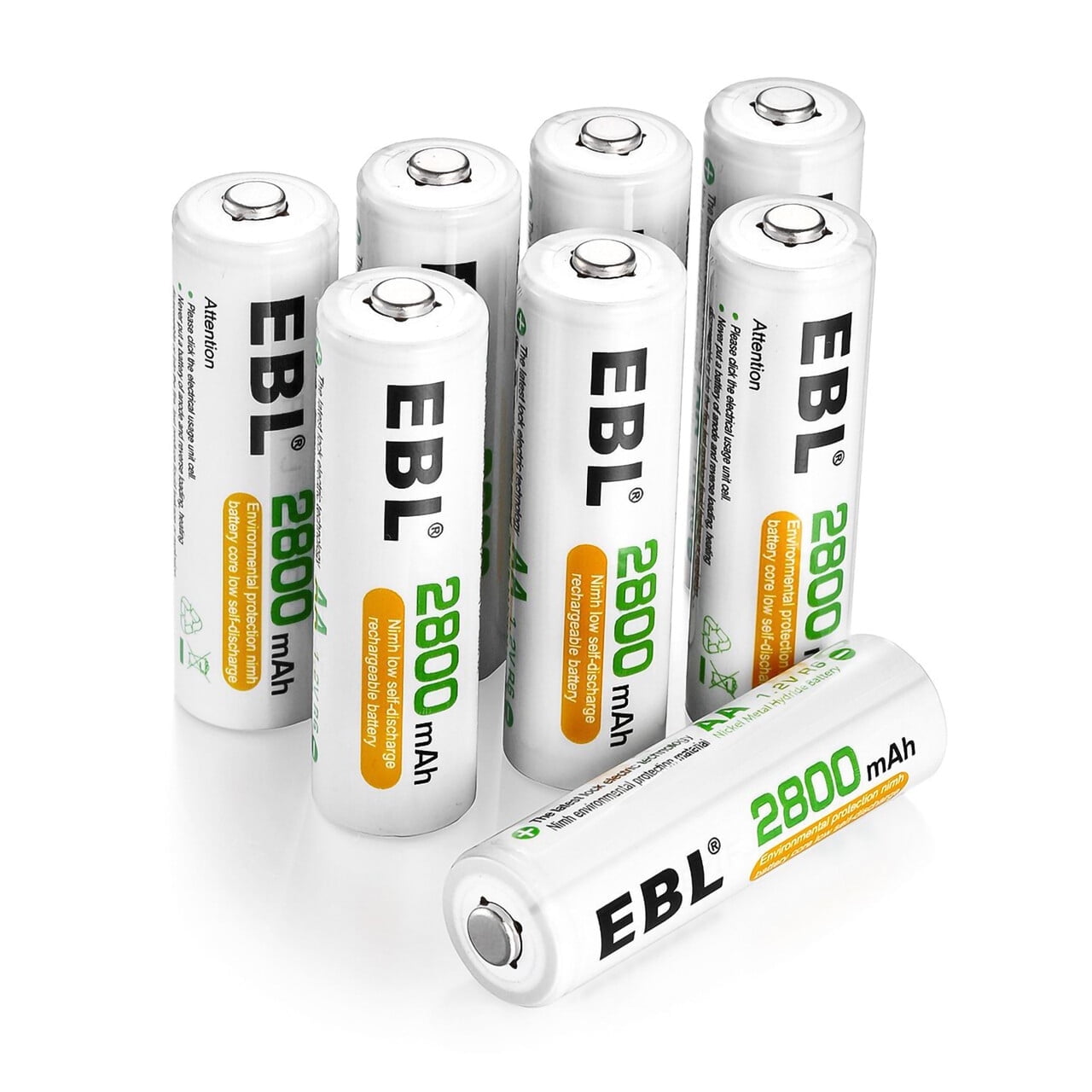 EBL Pack of 8 AA Batteries 2800mAh High Capacity 1.2V Ni-MH AA Rechargeable Batteries