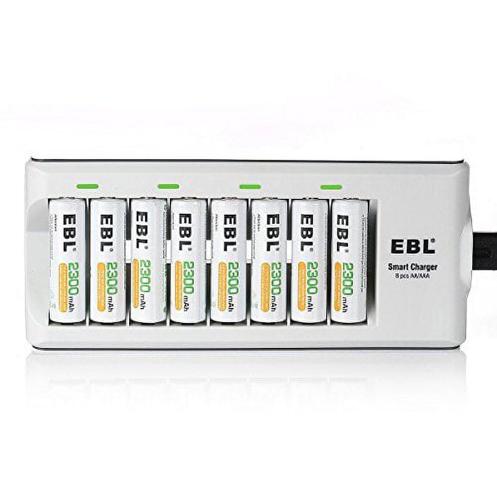 EBL Rechargeable AA Batteries 2300mAh Long Lasting Battery (8 Counts) with Battery Charger for AA AAA Batteries