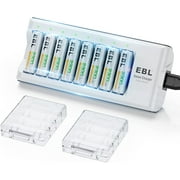 EBL Rechargeable AA Batteries 2300mAh Long Lasting Battery (8 Counts) with Battery Charger for AA AAA Ni-MH Ni-Cd Rechargeable Batteries