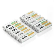 EBL Rechargeable AA Batteries, 2800mAh NiMH Precharged Home Basic Double A Battery, Pack of 12 1.2V