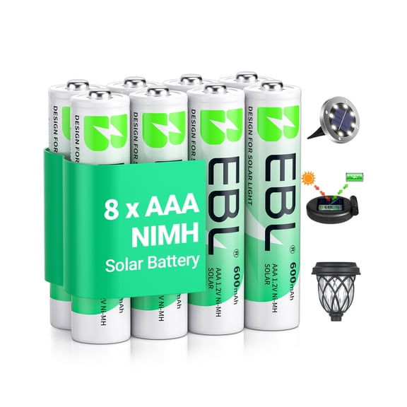 EBL Rechargeable AAA Batteries (8 Pack), Ni-MH, Triple a Batteries Replacement for Alkaline
